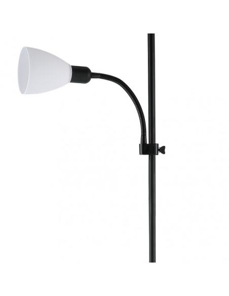 Pie De Salon Rilon 1xe27+1xe14 C/lector Negro  Pantalla Blanca 175,5x40x40 Cm