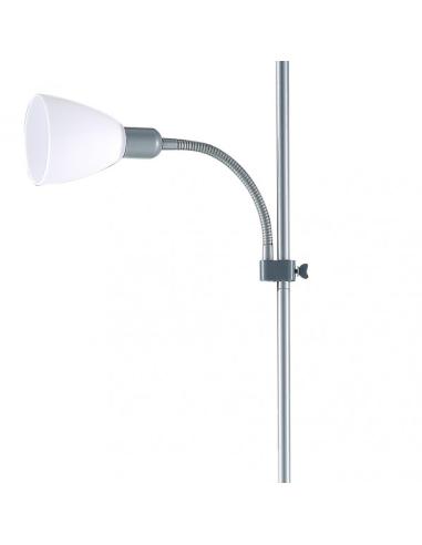 Pie De Salon Rilon 1xe27+1xe14 C/lector Plata  Pantalla Blanca 175,5x40x40 Cm