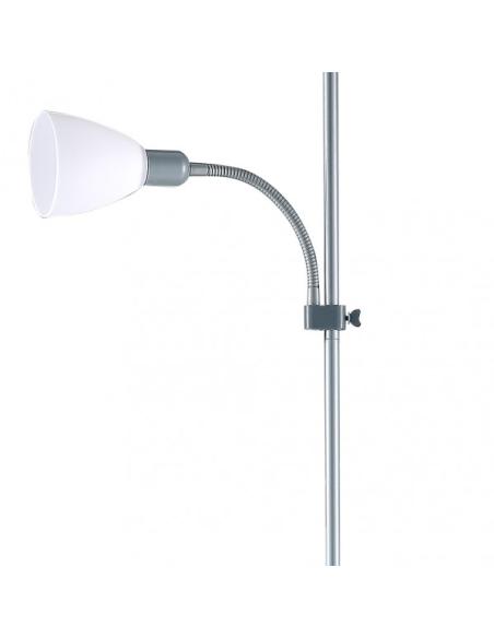 Pie De Salon Rilon 1xe27+1xe14 C/lector Plata  Pantalla Blanca 175,5x40x40 Cm
