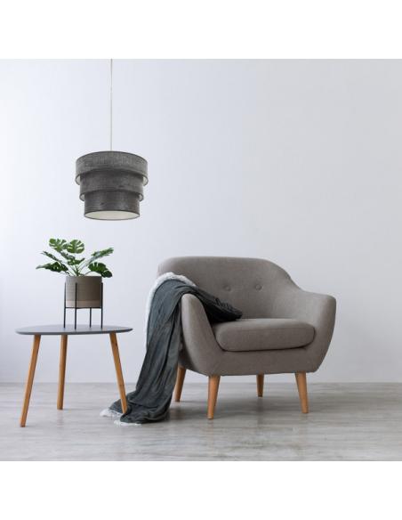Colgante Triple Smile 1xe27 Cromo/Madera Negra Regx40x40 Cm