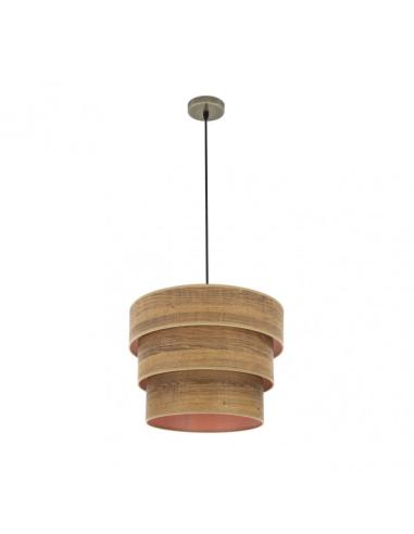 Colgante Triple Smile 1xe27 Cuero/madera Oscura Regx40x40 Cm