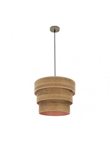 Colgante Triple Smile 1xe27 Cuero/madera Oscura Regx40x40 Cm