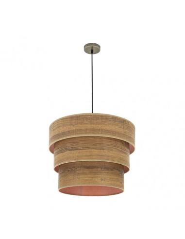 Colgante Triple Smile 3xe27 Cuero/madera Oscura Regx50x50 Cm