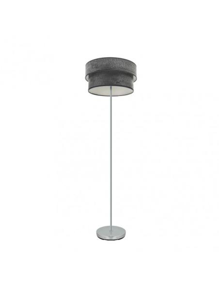 Pie Salon Triple Doble 1xe27 Cromo/madera Negra 162x40x40 Cm