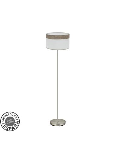 Pie Salon Cloe 1xe27 Niquel/blanca-madera Gris 162x40x40 cm