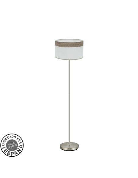 Pie Salon Cloe 1xe27 Niquel/blanca-madera Gris 162x40x40 cm