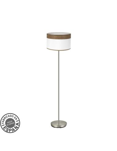 Pie Salon Cloe 1xe27 Cuero/blanca-madera Oscura 162x40x40 cm
