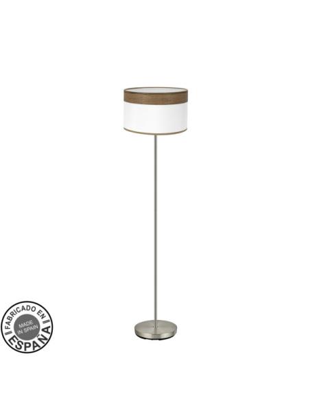 Pie Salon Cloe 1xe27 Cuero/blanca-madera Oscura 162x40x40 cm