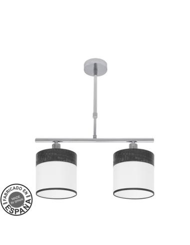 Lampara Cloe 2xe14 Cromo/blanca-madera Negra Regx43x14 cm