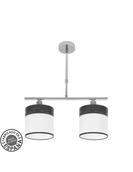 Lampara Cloe 2xe14 Cromo/blanca-madera Negra Regx43x14 cm