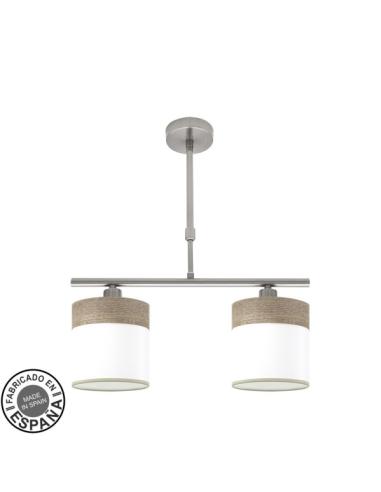 Lampara Cloe 2xe14 Niquel/blanca-madera Gris Regx43x14 cm