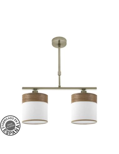 Lampara Cloe 2xe14 Cuero/blanca-madera Oscura Regx43x14 cm