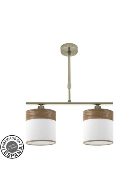 Lampara Cloe 2xe14 Cuero/blanca-madera Oscura Regx43x14 cm