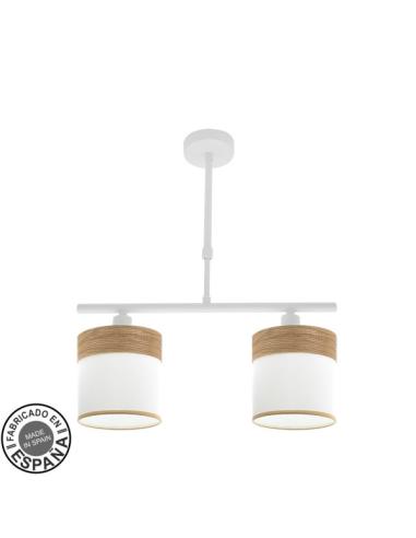 Lampara Cloe 2xe14 Blanca/blanca-madera Clara Regx43x14 cm