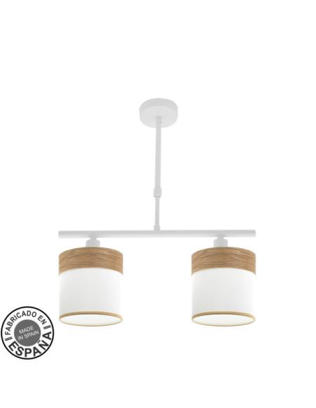 Lampara Cloe 2xe14 Blanca/blanca-madera Clara Regx43x14 cm