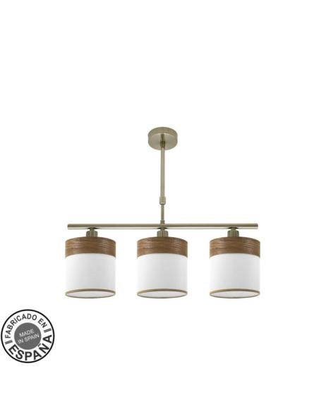 Lampara Cloe 3xe14 Cuero/blanca-madera Oscura Regx55x14 cm