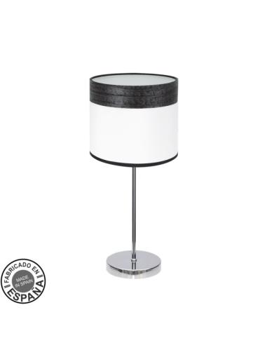 Sobremesa Cloe 1xe14 Cromo/blanca-madera Negra 42X18X18 CM