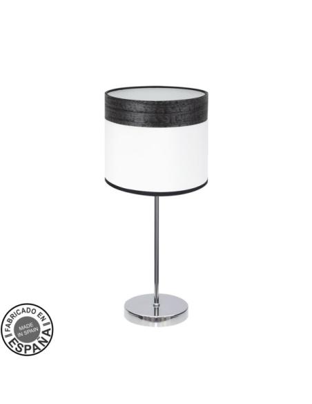 Sobremesa Cloe 1xe14 Cromo/blanca-madera Negra 42X18X18 CM
