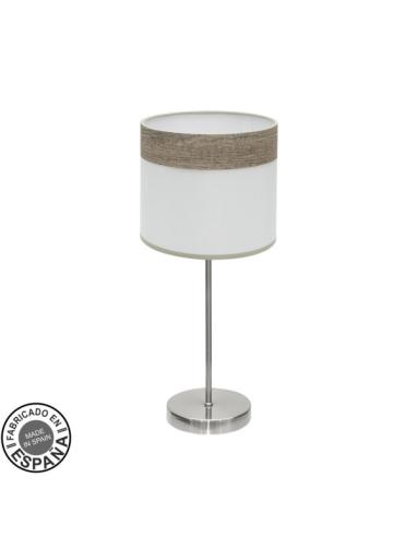 Sobremesa Cloe 1xe14 Niquel/blanca-madera Gris 42x18x18 cm