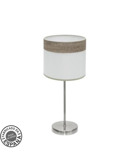Sobremesa Cloe 1xe14 Niquel/blanca-madera Gris 42x18x18 cm