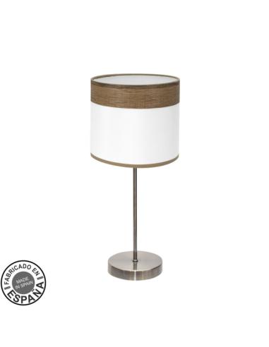 Sobremesa Cloe 1xe14 Cuero/blanca-madera Oscura 42x18x18 cm