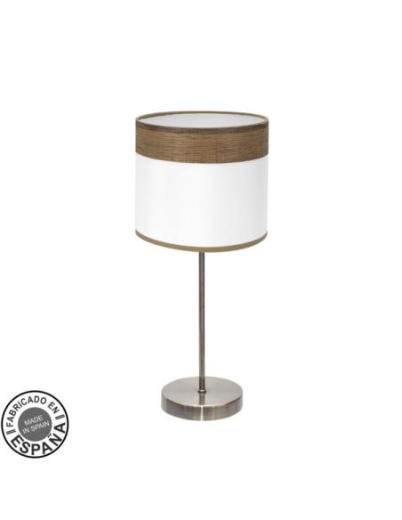 Sobremesa Cloe 1xe14 Cuero/blanca-madera Oscura 42x18x18 cm