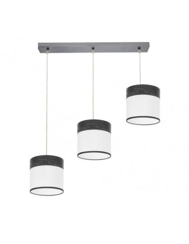 Regleta Cloe 3xe27 Cromo/blanca-madera Negra Regx60x16 cm