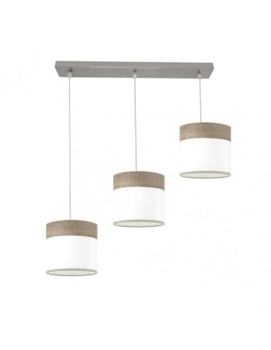 Regleta Cloe 3xe27 Niquel/blanca-madera Gris Regx60x16 cm