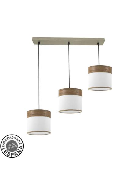 Regleta Cloe 3xe27 Cuero/blanca-madera Oscura Regx60x16 cm