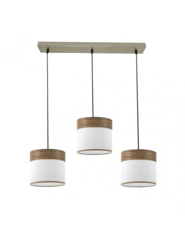 Regleta Cloe 3xe27 Cuero/blanca-madera Oscura Regx60x16 cm