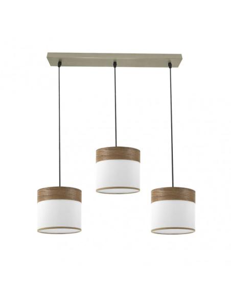 Regleta Cloe 3xe27 Cuero/blanca-madera Oscura Regx60x16 cm