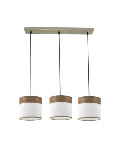 Regleta Cloe 3xe27 Cuero/blanca-madera Oscura Regx60x16 cm