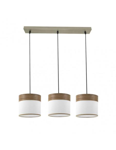 Regleta Cloe 3xe27 Cuero/blanca-madera Oscura Regx60x16 cm