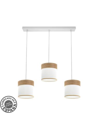 Regleta Cloe 3xe27 Blanco/blanca-madera Clara Regx60x16 cm