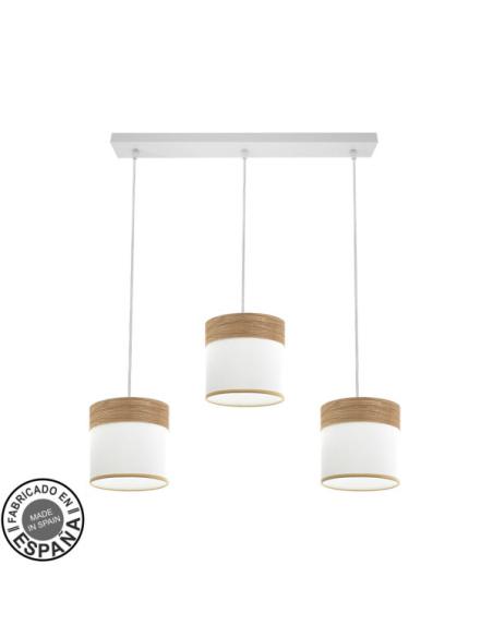 Regleta Cloe 3xe27 Blanco/blanca-madera Clara Regx60x16 cm