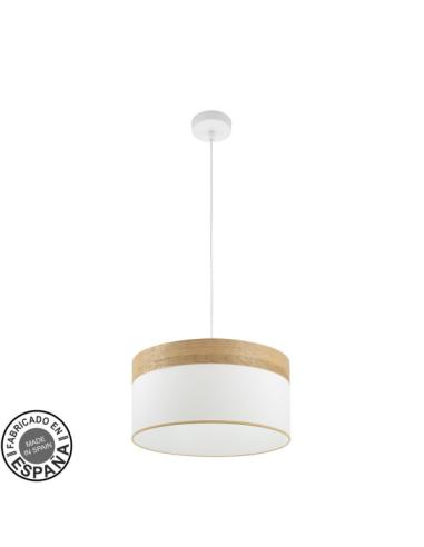 Colgante Cloe 1xe27 Blanco/blanca-madera Clara Regx40x40 cm