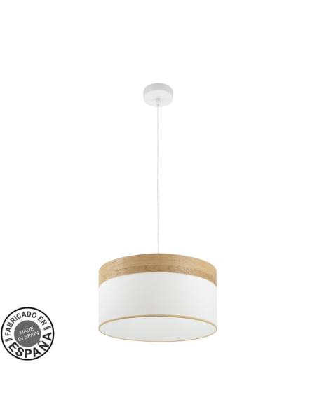 Colgante Cloe 1xe27 Blanco/blanca-madera Clara Regx40x40 cm