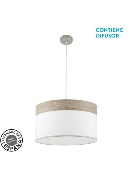Colgante Cloe 2xe27 Niquel/blanca-madera Gris Regx50x50 cm