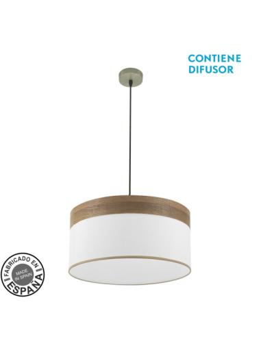 Colgante Cloe 2xe27 Cuero/blanca-madera Oscura Regx50x50 cm