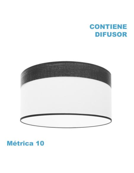 Pantalla Colgante Cloe M10 Blanca/madera-negra 50dx50dx22h Difusor Incluido