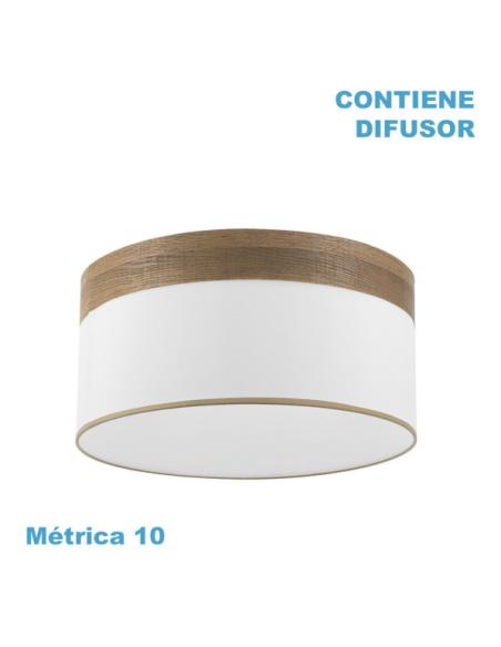 Pantalla Colgante Cloe M10 Blanca/madera-oscura 50dx50dx22h Difusor Incluido