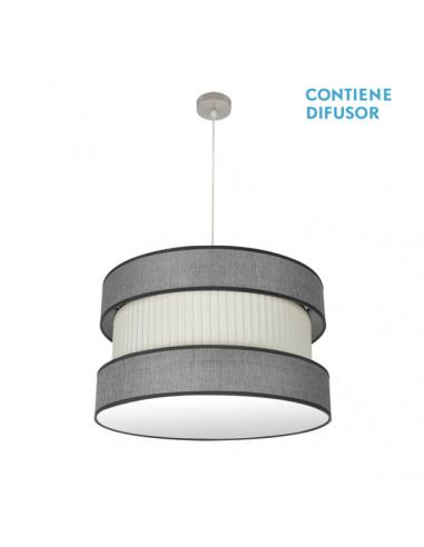 Colgante Home 3xe27 Niquel/gris-beis Regx60x60 Cm