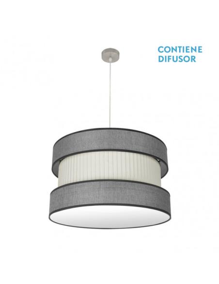 Colgante Home 3xe27 Niquel/gris-beis Regx60x60 Cm