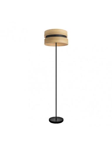 Pie Salon Colet 1xe27 Negro/madera Clara 160x40x40 Cm