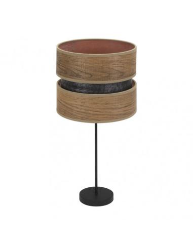 Sobremesa Alto Colet 1xe27 Negro/madera Oscura 61x30x30 Cm