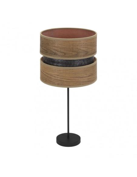 Sobremesa Alto Colet 1xe27 Negro/madera Oscura 61x30x30 Cm