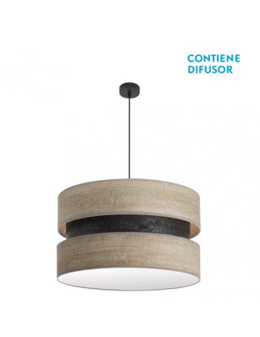 Colgante Colet 3xe27 Negro/madera Gris Regx60x60 Cm