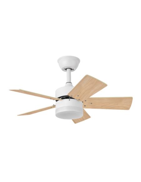 Ventilador Dc Marta 36w Blanco 5 Aspas Rev.  Blanco/haya  41x76d 3060lm C/ Remoto , Memoria Y Temporizador 3000k,4000k,6000k