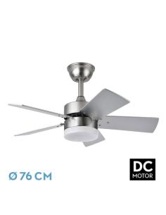 Ventilador Dc Marta 36w Niquel 5 Aspas Rev. Haya/plata  41x76d 3060lm C/ Remoto, Memoria Y Temporizador 3000k,4000k,6000k