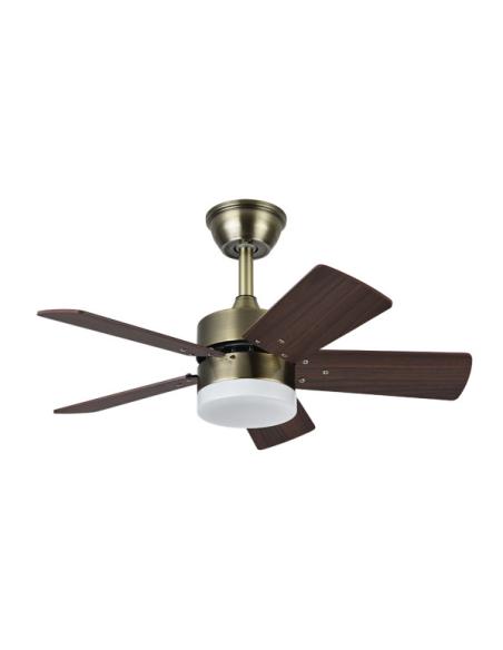 Ventilador Dc Marta 36w Cuero 5 Aspas Rev. Cerezo/nogal  41x76d 3060lm C/ Remoto , Memoria Y Temp. 3000k,4000k,6000k